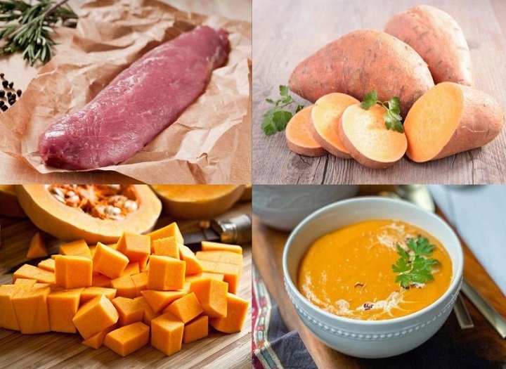 Nấu cháo thịt lợn khoai lang mềm mịn dễ tiêu cho bé