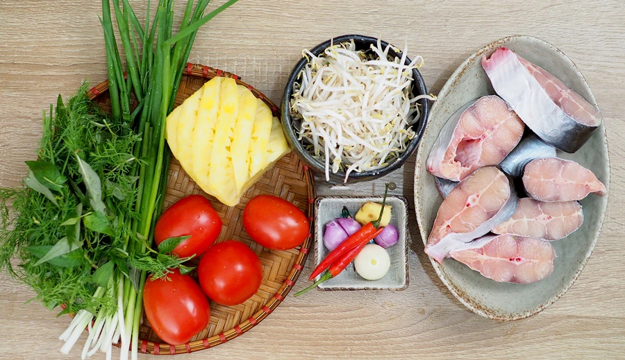 Nguyên liệu nấu canh chua cá basa ngon