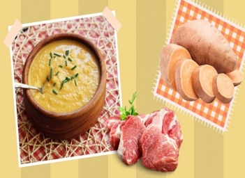 Nấu cháo thịt lợn khoai lang mềm mịn dễ tiêu cho bé - Món Ngon